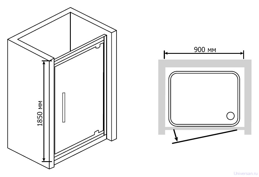 Душевая дверь в нишу RGW Passage PA-05 (860-910)х1850 стекло кора 
