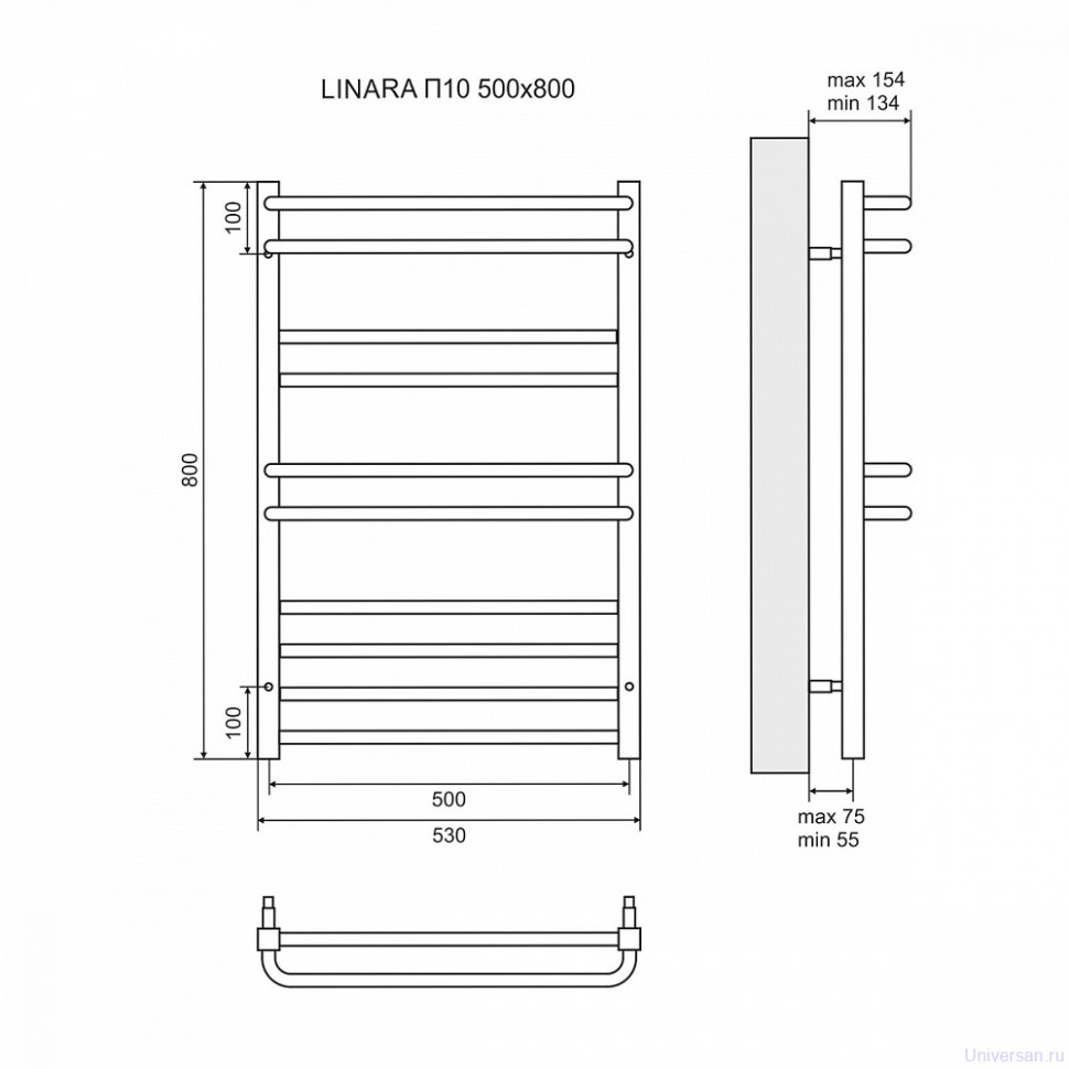 Полотенцесушитель электрический Lemark Linara П10 500x800, левый/правый 