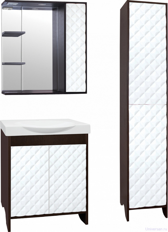 Зеркало-шкаф Style Line Агат 75/С белый/венге 