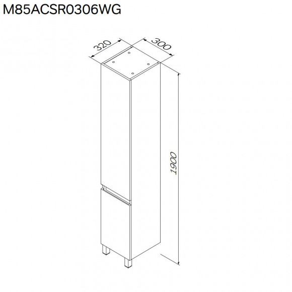 M85ACSR0306WG X-Joy, шкаф-колонна, напольный, правый, 30 см, двери, цвет: белый, глянец 