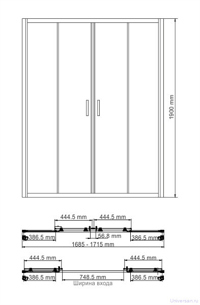 Душевая дверь WasserKRAFT Lippe 45S09 170х190 см 