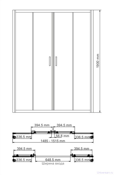 Душевая дверь WasserKRAFT Lippe 45S08 150х190 см 
