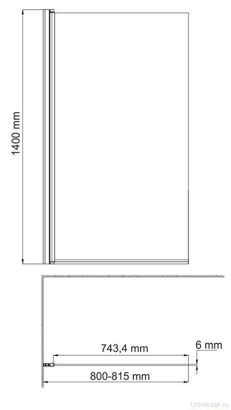 Штора для ванной WasserKRAFT Berkel 48P01-80 BLACK стекло, одностворчатая, черный 