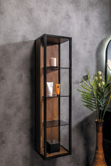 Пенал Armadi Art Loft высокий dark wood полки стекло 896-D 