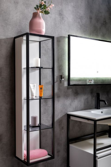 Пенал Armadi Art Loft высокий белый полки стекло 896-W 