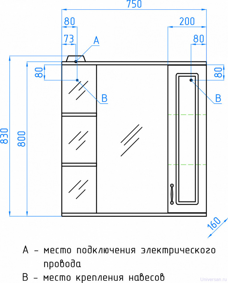 Зеркало-шкаф Style Line Олеандр-2 75/С Люкс, рельеф пастель 