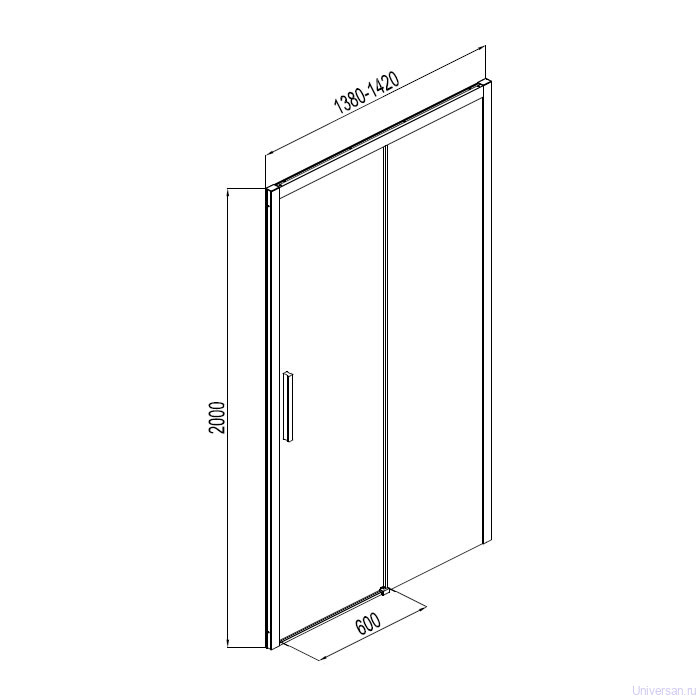 Душевая дверь Aquanet Pleasure AE60-N-140H200U-BT 140 см прозрачное стекло 