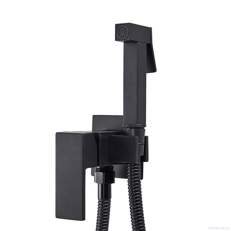 Гигиенический душ Grocenberg GB002 black со смесителем, черный матовый 