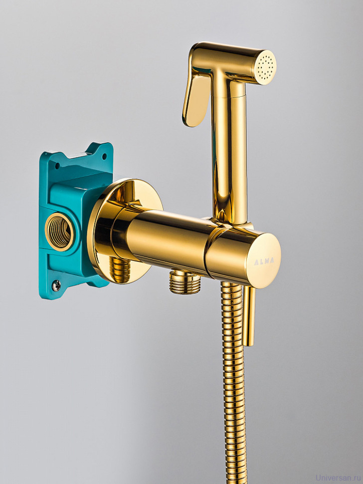 Гигиенический душ со смесителем ALMAes Benito AL-859-08 золотой 
