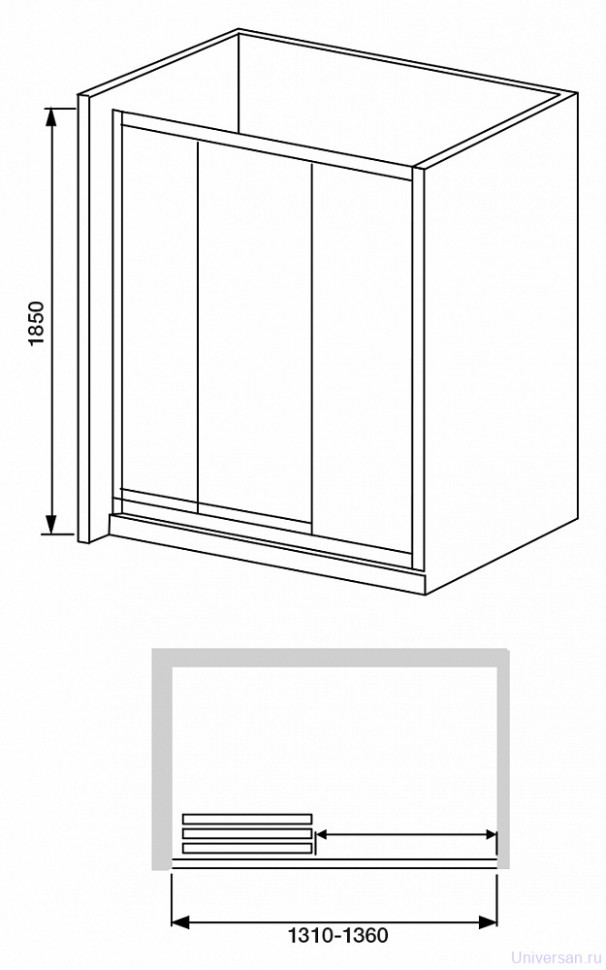 Душевая дверь в нишу RGW Classic CL-11 (1310-1360)х1850 профиль хром, стекло прозрачное 