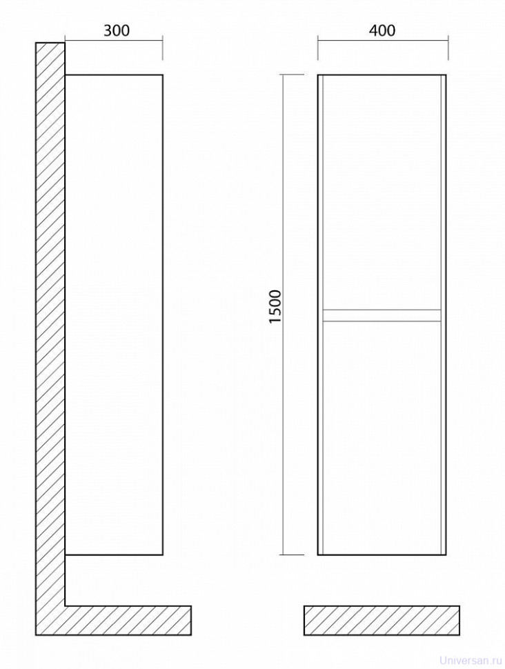 Шкаф-пенал Art&Max Family-1500-2A-SO-PB Pino Bianco, с двумя дверцами 