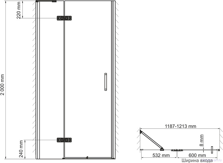Душевая дверь в нишу WasserKRAFT Aller White 10H05LW 120 см 