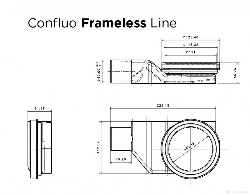 Душевой лоток Pestan Confluo Frameless Line 750 с решеткой, черный матовый 