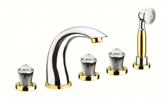 Смеситель на борт ванны Fiore VENERE SKY (SWAROVSKI®) 13CO0608, хром/золото Смеситель на борт ванны Fiore VENERE SKY (SWAROVSKI®) 13CO0608, хром/золото