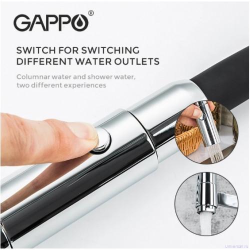 Смеситель для кухонной мойки Gappo G4398-15 хром/черный 
