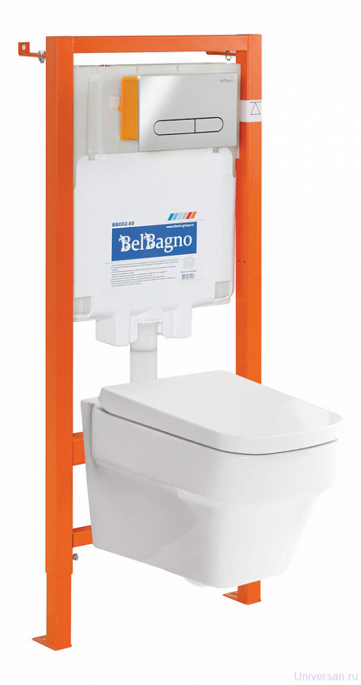 Комплект BelBagno 4 в 1 Унитаз JANICE BB124CH+Система инсталляции BB002-80+Кнопка BB005-PR-CHROME 