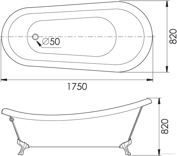 Акриловая ванна Gemy G9030 D фурнитура бронза 