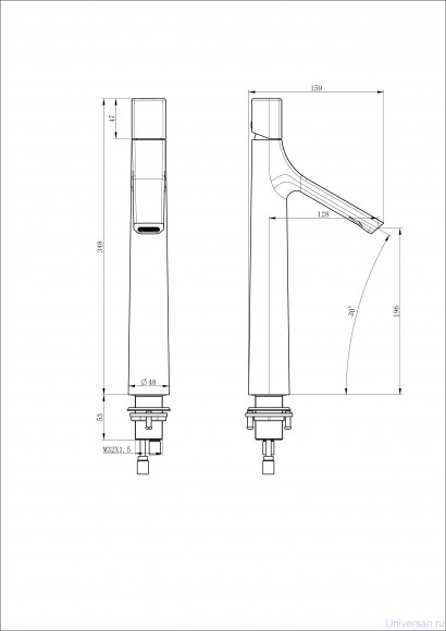 Смеситель для раковины высокий WONZON & WOGHAND, Хром (WW-H1011-CR) 