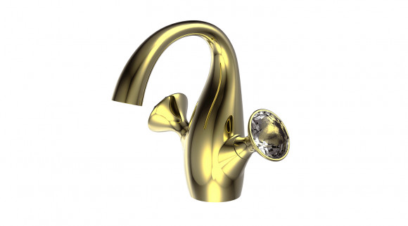 Смеситель для раковины Bravat Swan F14287G-ENG, золото Смеситель для раковины Bravat Swan F14287G-ENG, золото