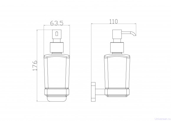 Дозатор мыла WONZON & WOGHAND, Хром (WW-6633) 