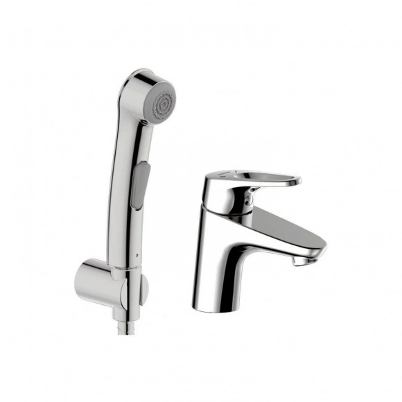 Смеситель для раковины с гигиеническим душем Bravat Drop-D F148162C-1, хром 