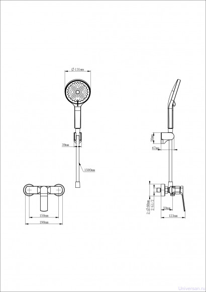 Смеситель для душа WONZON & WOGHAND, Хром (WW-B2585-CR) 
