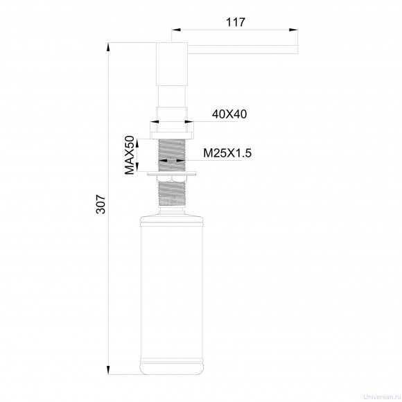 Дозатор мыла WONZON & WOGHAND, Черный матовый (WW-88SD01-MB) 