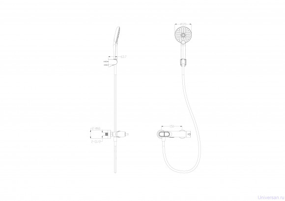 Смеситель для душа с встроенным изливом WONZON & WOGHAND, Хром (WW-A30902-CR) 