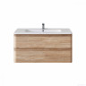 Мебель для ванной Vincea Alba 1000 подвесная, 2 ящика, W.Oak (белая раковина) 