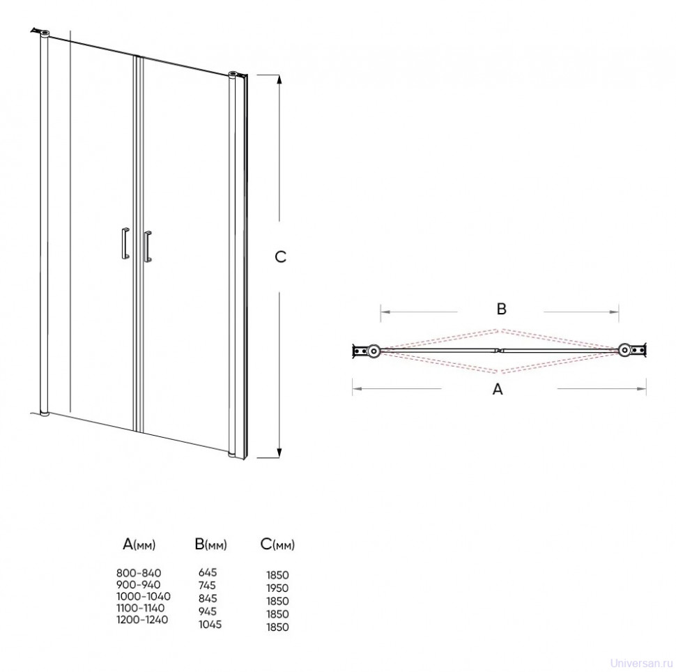 Душевая дверь в нишу Veconi Vianno VN44 Frost Line 100x185, с рисунком 