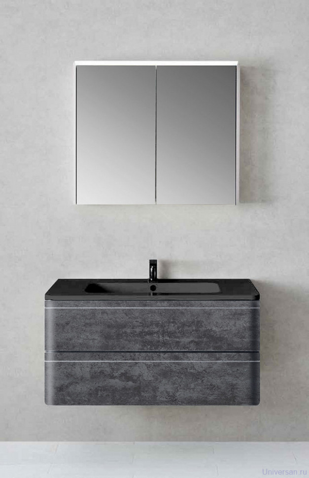 Мебель для ванной Vincea Alba 1000 подвесная, 2 ящика, Stone (черная раковина) 