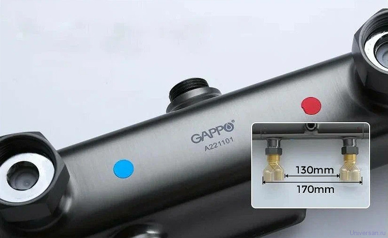 Душевая система Gappo G2495-79 с термостатом Оружейная сталь 