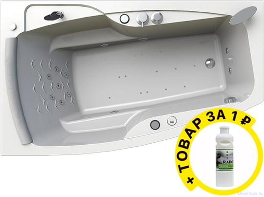 Акриловая ванна Radomir Аризона Лечебный Chrome 170x100 левая с фронтально-торцевой панелью 